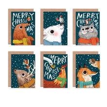 Load image into Gallery viewer, Christmas Animals Multipack - 12 assorted cards - Loved By Lotus