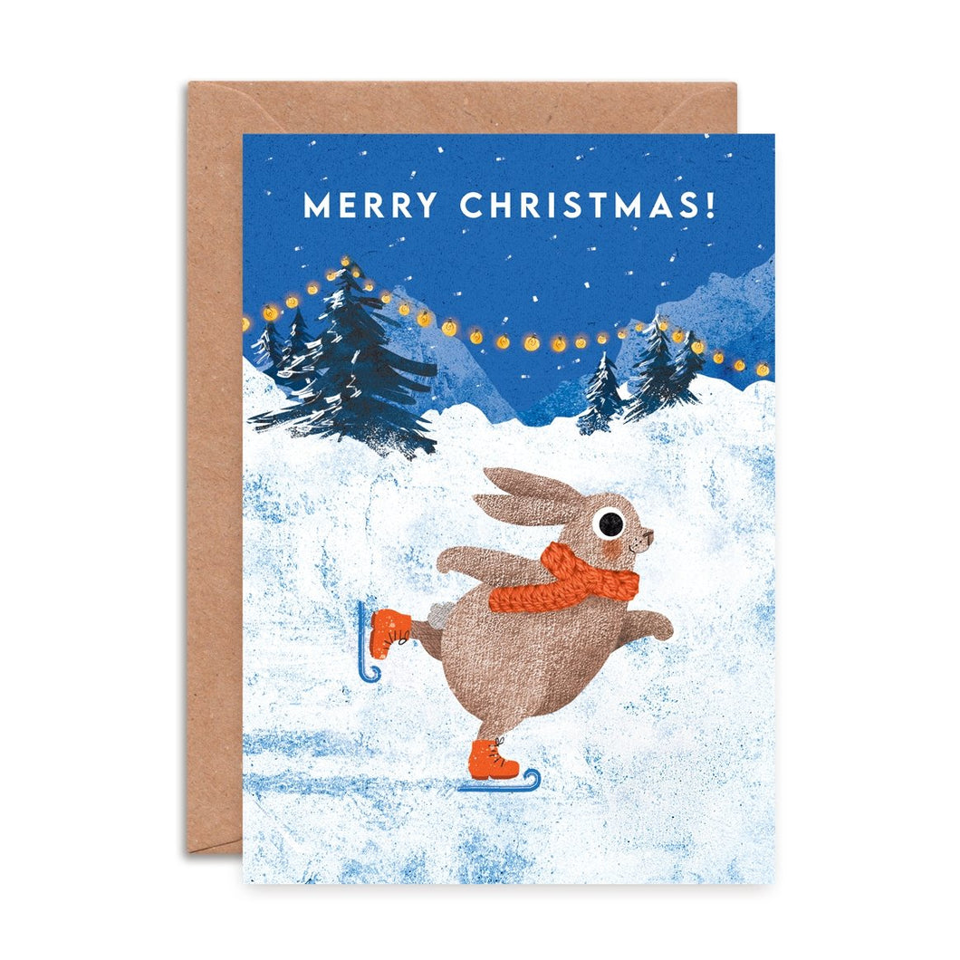 Ice Skating Rabbit Card - Loved By Lotus