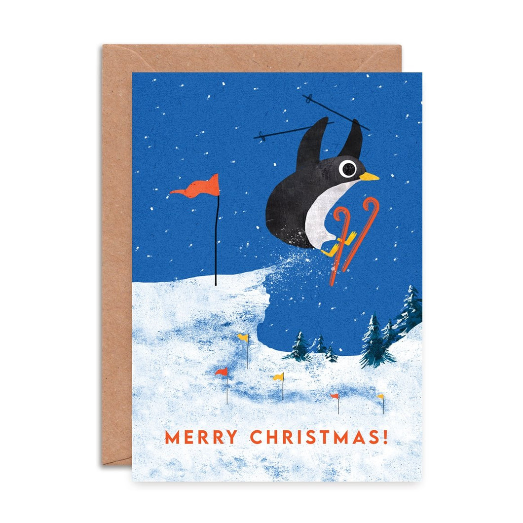 Skiing Penguin Card - Loved By Lotus