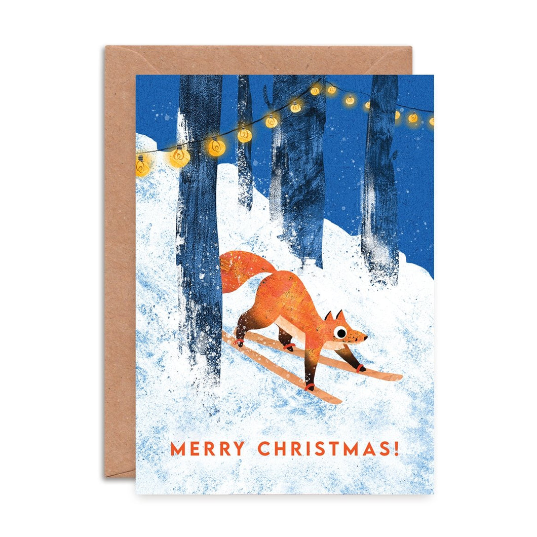 Skiing Fox Card - Loved By Lotus