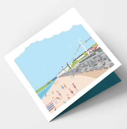 Exmouth Beach, Devon Single Greetings Card