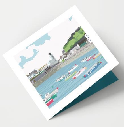 Porthleven Harbour, Cornwall Single Greetings Card