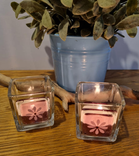 Pair of Daisy Tealight Holders - Pink - Loved By Lotus