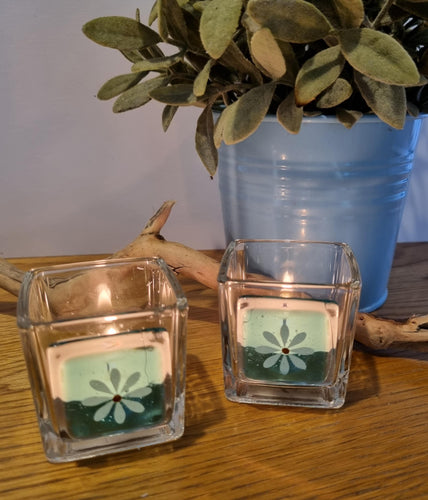 Pair of Daisy Tealight Holders - Turquoise - Loved By Lotus