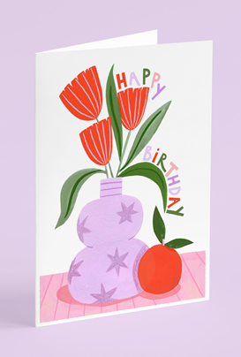 Original painting of vase with tulips