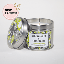 Load image into Gallery viewer, Elderflower &amp; Gooseberry Scented Candle Tin - Loved By Lotus
