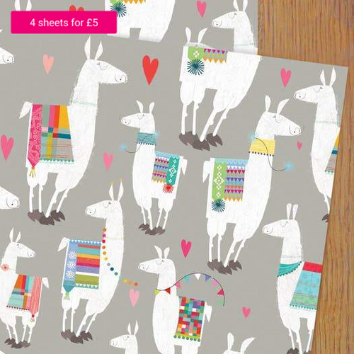 Llama Wrapping Paper Single Sheet - Loved By Lotus