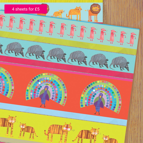 Zoo Wrapping Paper Single Sheet - Loved By Lotus