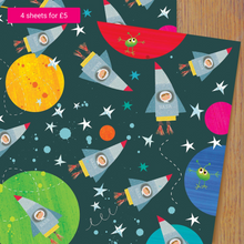 Load image into Gallery viewer, Spacemen Wrapping Paper Single Sheet - Loved By Lotus
