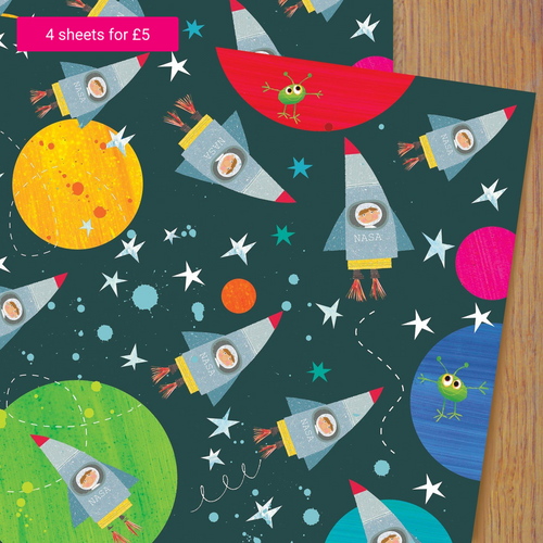 Spacemen Wrapping Paper Single Sheet - Loved By Lotus