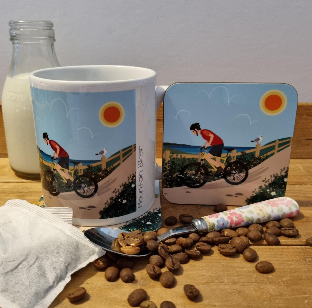 Mug and Coaster Set - Mountain Biker - Loved By Lotus