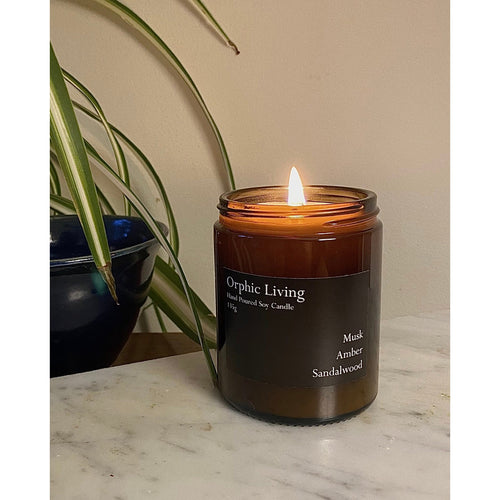 Musk, Amber & Sandalwood Candle (135g) - Loved By Lotus