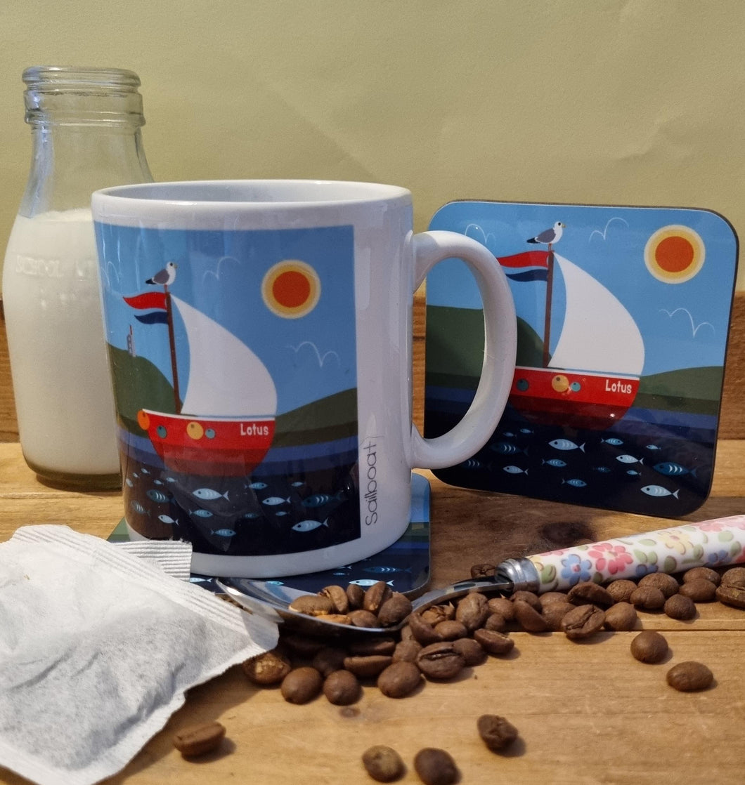Mug and Coaster Set - Sailboat - Loved By Lotus