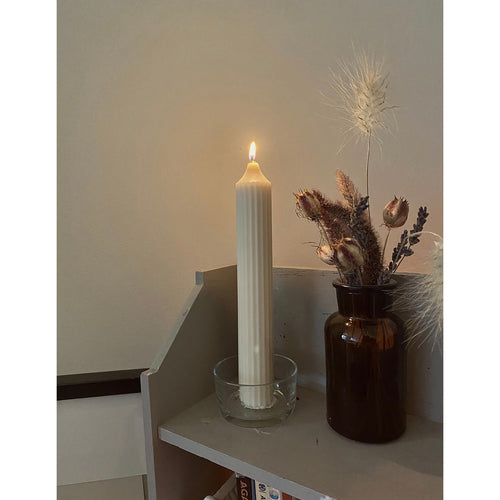 Tall Ribbed Pillar Candle - Loved By Lotus