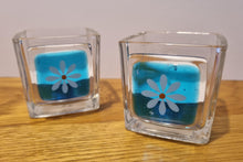 Load image into Gallery viewer, Pair of Daisy Tealight Holders - Aqua - Loved By Lotus
