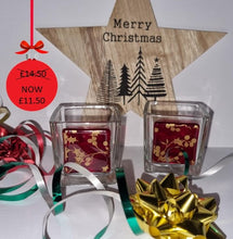 Load image into Gallery viewer, Pair of Christmas Tealight Holders - Red

